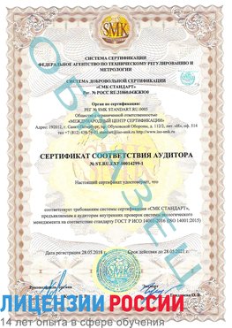 Образец сертификата соответствия аудитора №ST.RU.EXP.00014299-1 Шимановск Сертификат ISO 14001